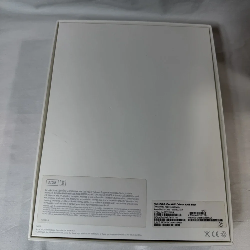 Apple iPad 4th Generation EMPTY BOX With Stickers, Reset Tool Model A 1459